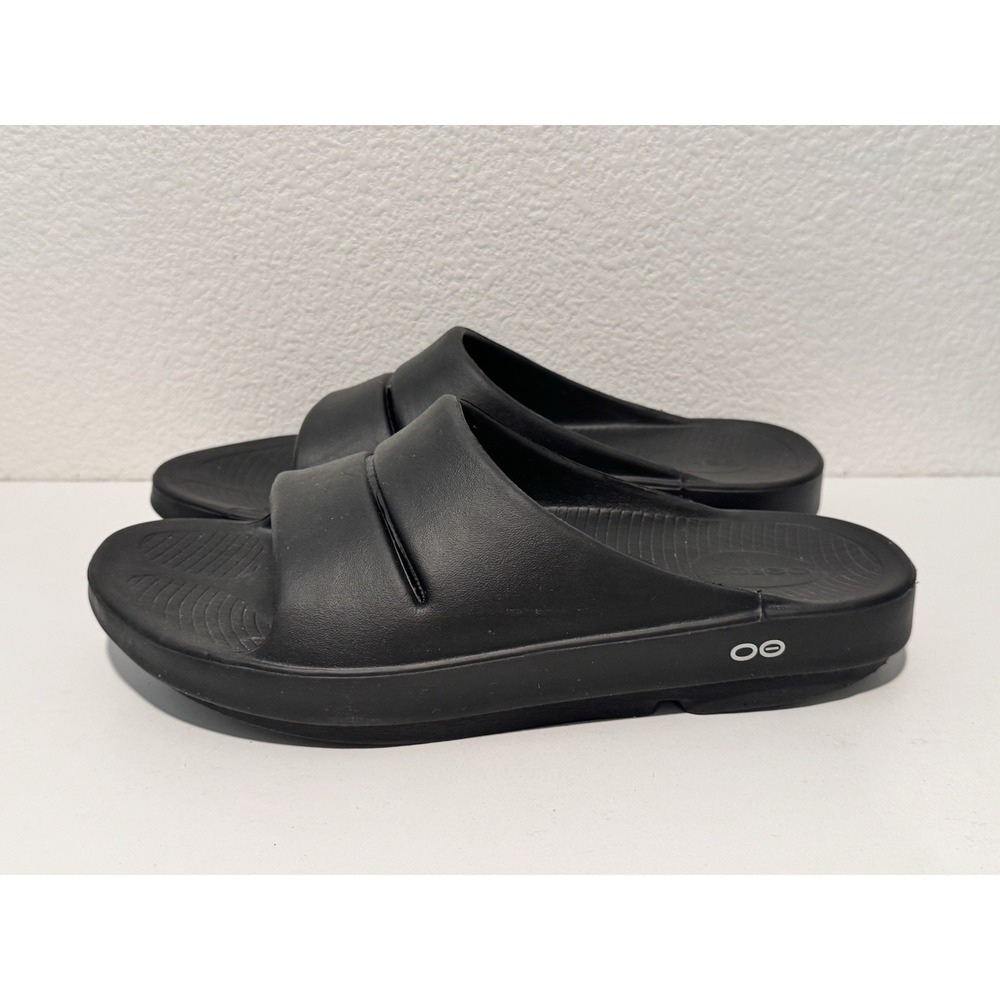 OOFOS OOahh Recovery Slide Slip On Sandal Unisex Black Mens 10 Womens Sz 12